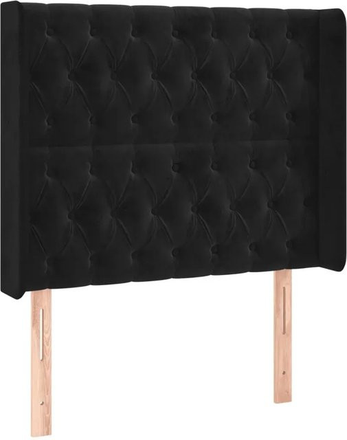vidaXL LED Kopfteil in Schwarz aus Samt mit integrierter Beleuchtung und USB-Ladeanschluss, B/T/H: 103 x 16 x 118/128 cm - Bild 1