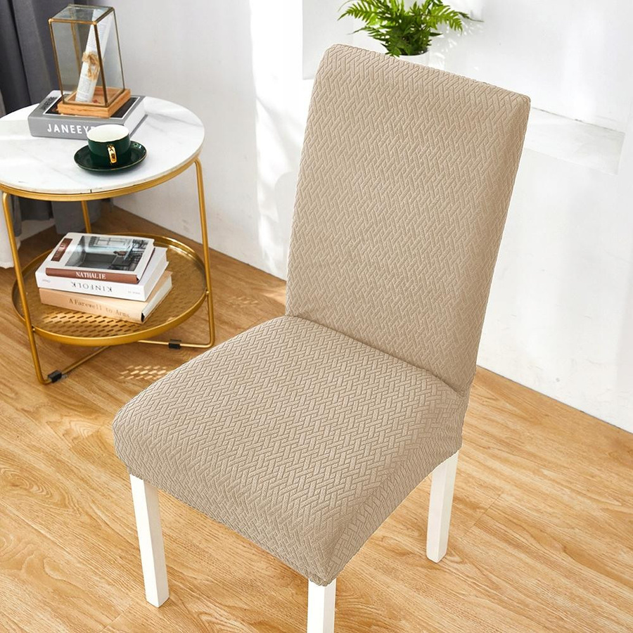 Ubieramy-Meble Elastischer Stuhlbezug aus Jacquard in Beige - Bild 2