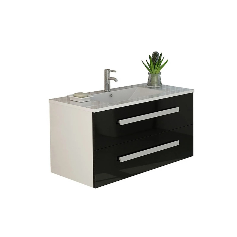Jet-Line Badset Rapperswil in Schwarz Hochglanz mit Waschbecken und Unterschrank, Breite: 90 cm - Bild 2