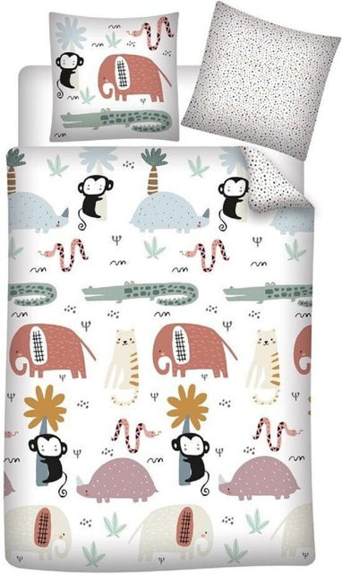 COFI 1453 Kinder-Bettwäsche Set mit Tierdesigns aus Baumwolle, Multicolor, Bettbezug B: 140 cm, H: 200 cm und Kissenbezug 65 x 65 cm - Bild 1