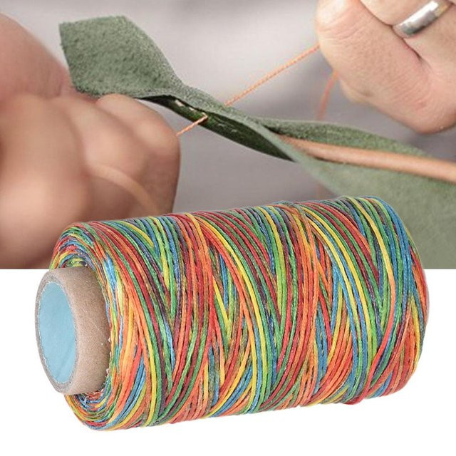 Igeteck Wachsgarn für Lederhandwerk, flaches Nähgarn zum Handnähen, 250 Meter, Farbe: Braun und Mehrfarbig - Bild 1