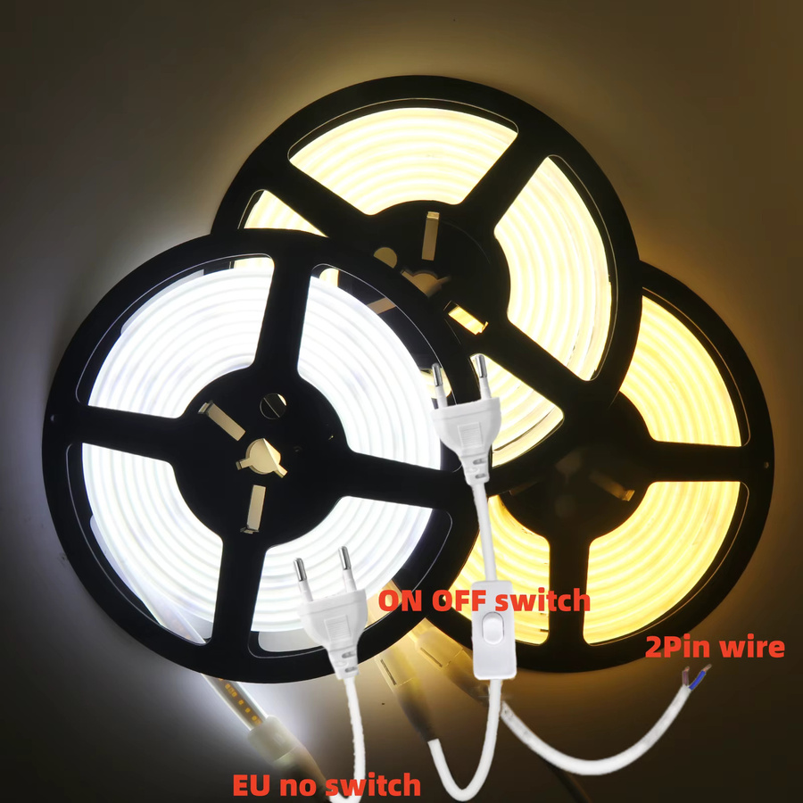 HEGEHE COB LED Neon Streifen IP65 mit 240 LEDs pro Meter, 230V, Weiß, flexibler Klebestreifen mit EU-Stecker - Bild 2