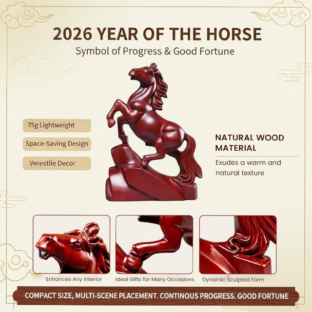 DOORSACCERY Pferd-Statue 2026 Sternzeichen als chinesische Neujahrsdekoration in Schwarz - Bild 1