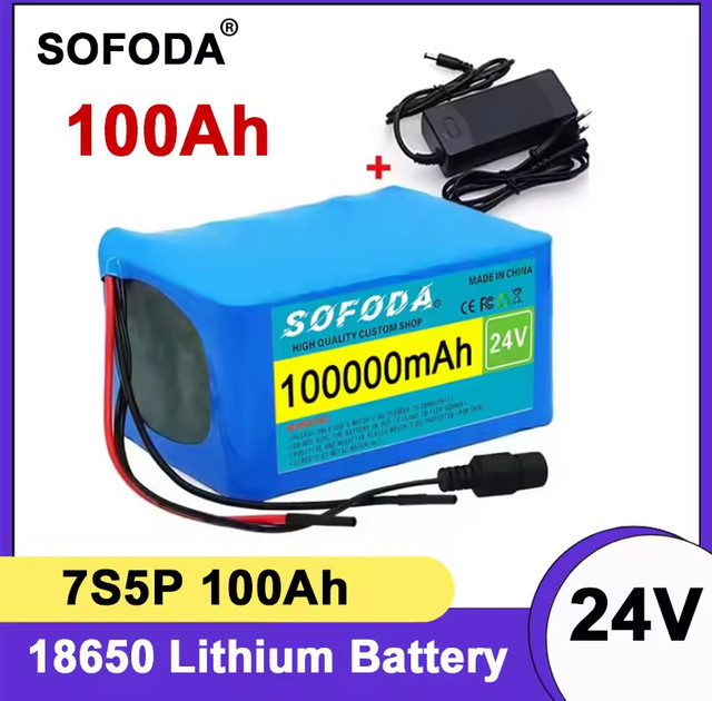 ALalito Lithium-Ionen-Akkupack 24V 100Ah mit 2A-Ladegerät, Blau, 7S5P 18650 Akku für Elektro-Rollstühle - Bild 1