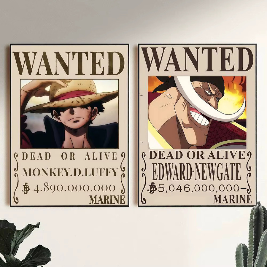 One Piece Wanted-Poster Vintage Wandkunst Dekoration im HD-Druck, Mehrfarbig - Bild 3