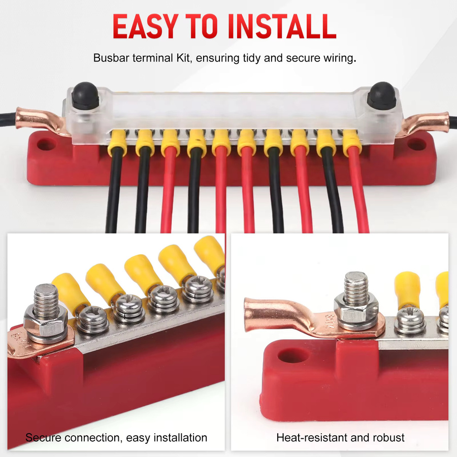 CNSPEED 12-Wege-Terminal Sammelschiene mit M6 Bolzen als Batterie Stromverteilerblock für 12 V in Rot - Bild 4