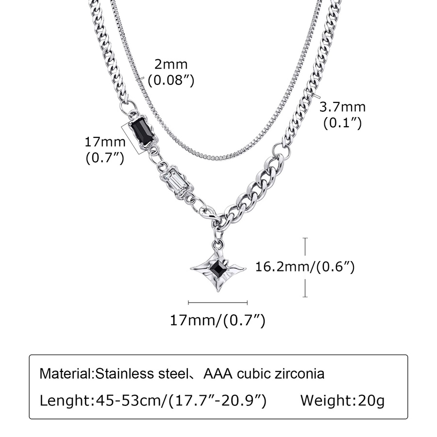 Vnox Halskette, Black Star Charm, Edelstahl, Schwarz, Unisex - Bild 3