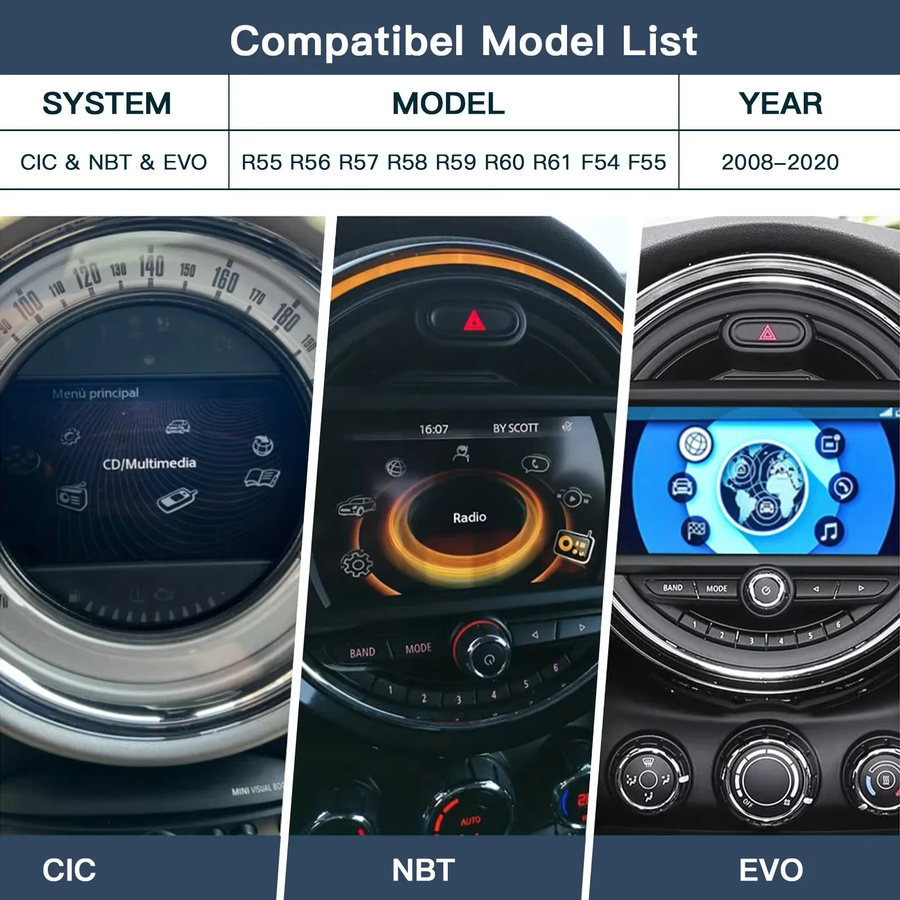 AUTOABC Drahtloses CarPlay und Android Auto Interface für BMW Mini R55 R56 R57 R58 R59 R60 R61 F54 F55 F56 F57 in Schwarz - Bild 3