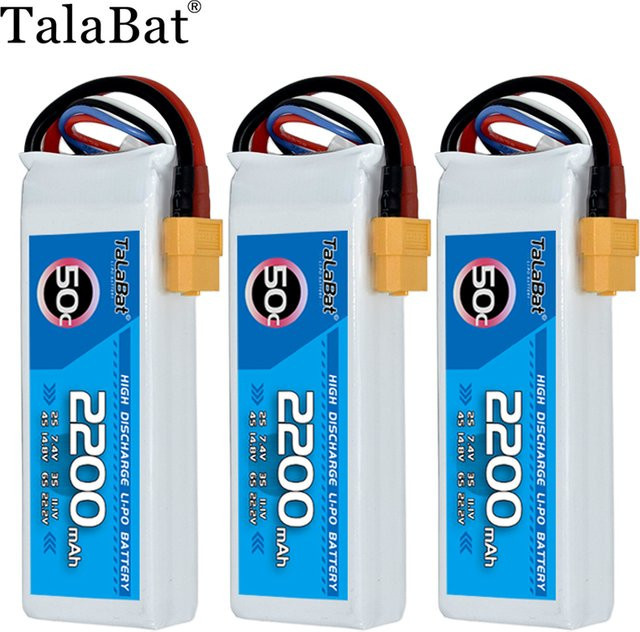 3er-Set TalaBat 3S Wiederaufladbare LiPo-Batterie 11,1V 2200mAh 50C mit XT60-Anschluss für RC-Trucks, Autos und FPV-Drohnen - Bild 1