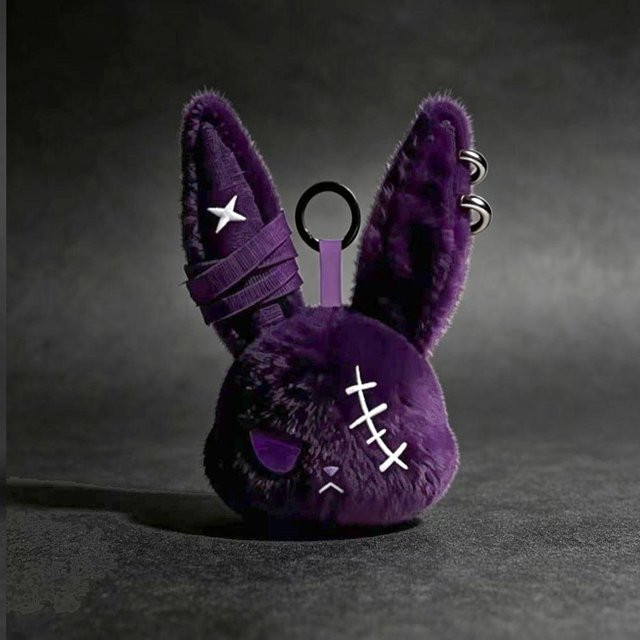 Schlüsselanhänger Hase Plüsch, black, Kinder - Bild 1