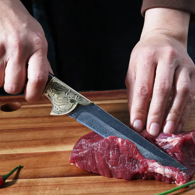 GuanQi Allzweckmesser aus Edelstahl mit Holzgriff und Messerscheide als Ausbeinemesser und Küchenmesser - Bild 2
