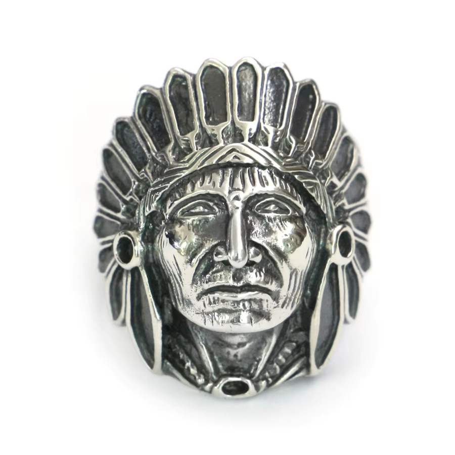LINSION Ring 925 Silber, Punk, Indian Chief - Bild 4
