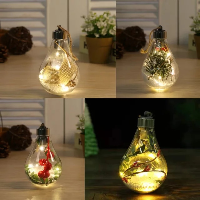Dekorative LED Weihnachts-Birne in Form eines Tropfens, transparentes Glas, warmweißes Licht - Bild 1