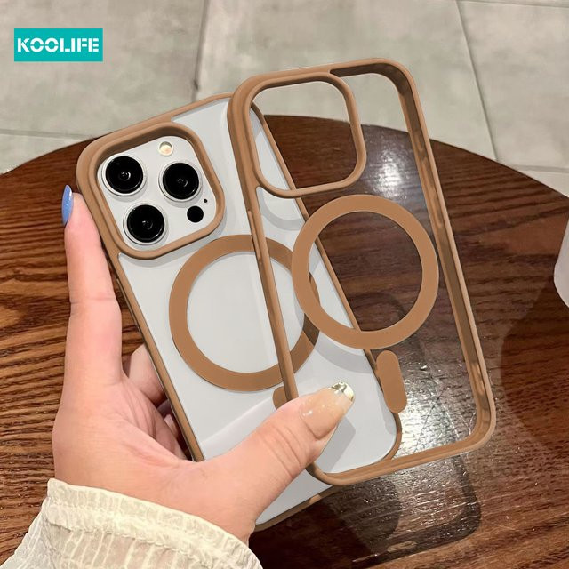 Koolife 2-in-1 Handy-Schutzhülle mit magnetischer Ladefunktion für iPhone 11 12 13 14 15 16 Pro Max in Beige - Bild 1
