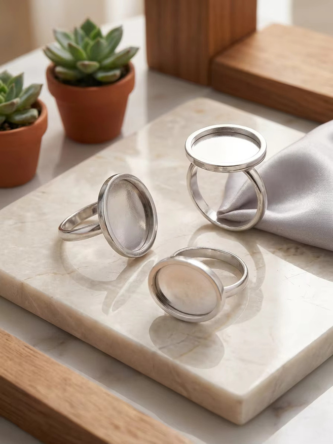 onwear Ringrohlinge Edelstahl, oval, 13x18mm, Silber, Unisex - Bild 2