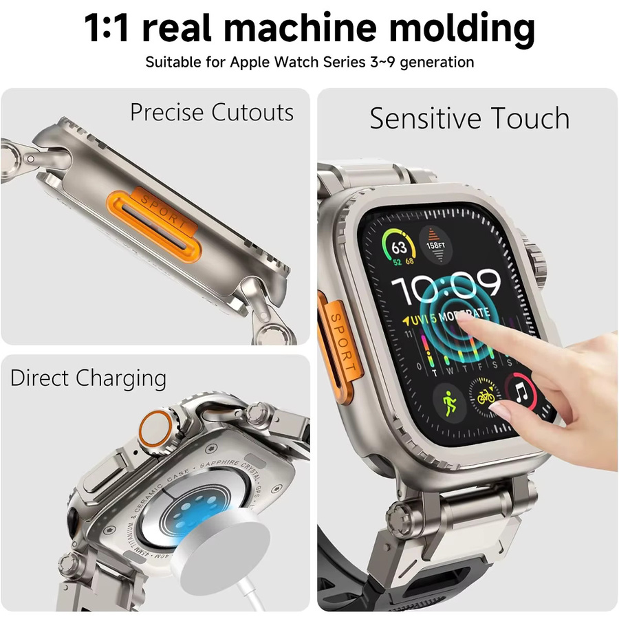 CHIICSMART Metall-Bumper-Hülle für Apple Watch, Edelstahl, Silber, Unisex - Bild 4