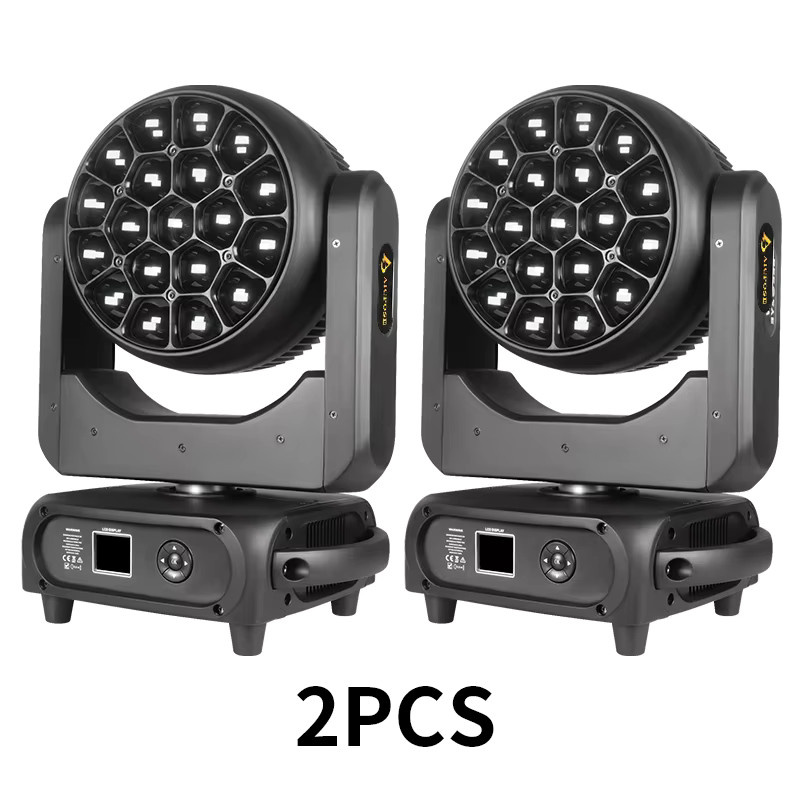 Carinamoba RGBW Zoom Bee Eye Moving Head Wash Light mit 19x40W LED und einstellbarem Fokus, Schwarz - Bild 6