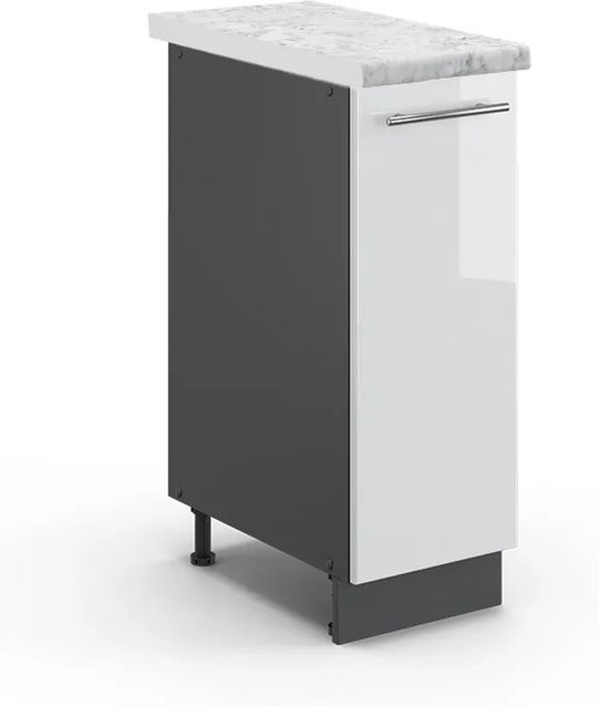Vicco Apothekerschrank Fame-Line Weiß Hochglanz Anthrazit mit Marmor-Optik B/T/H: 30 x 60 x 82 cm - Bild 1