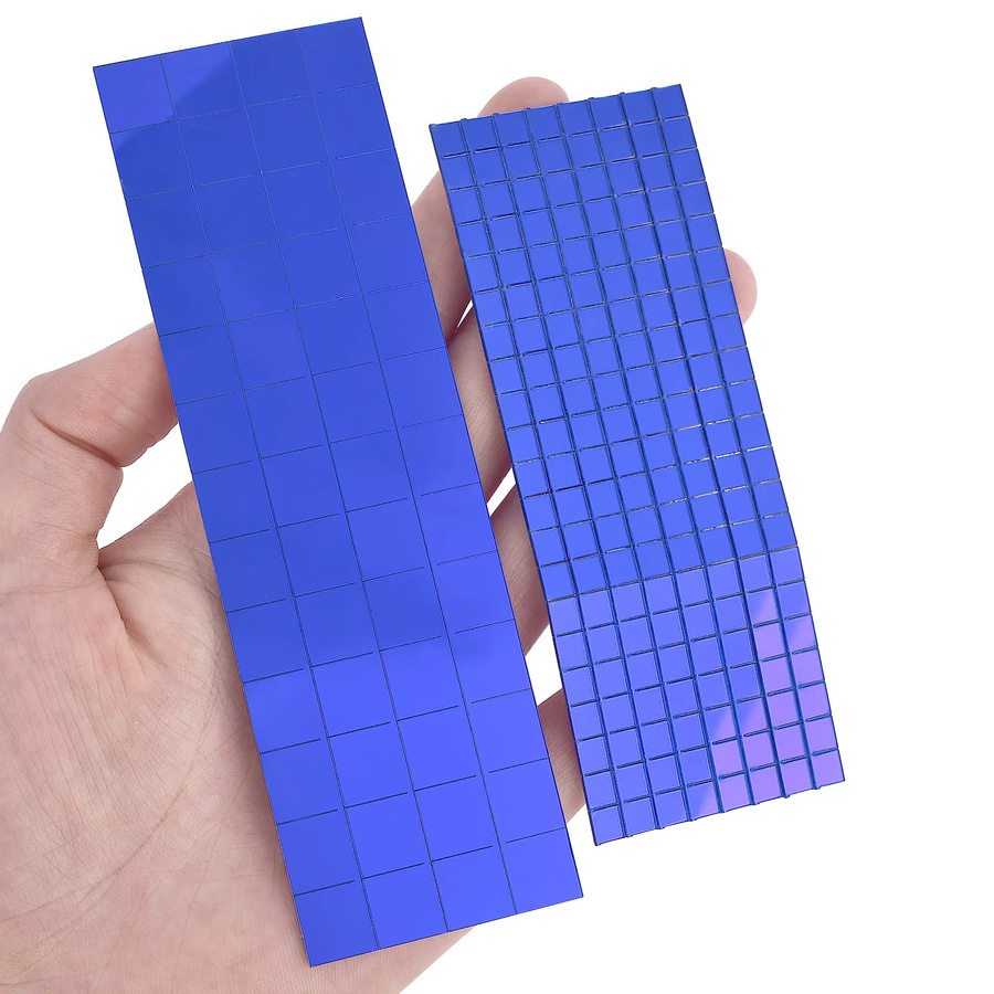 Selbstklebende Glas-Mosaikfliesen in Quadratisch für DIY-Handwerk und Badezimmer, 4 Stück, Farbe: Silber und Blau, B/H: 60 x 60 cm - Bild 2