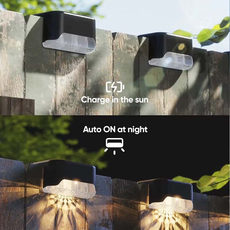 XIWANGFIRE Solar-LED-Außenleuchten im Set für Garten und Terrasse, wasserdichte Solar-Treppenleuchten mit warmweißem Licht und Dämmerungssensor - Bild 2