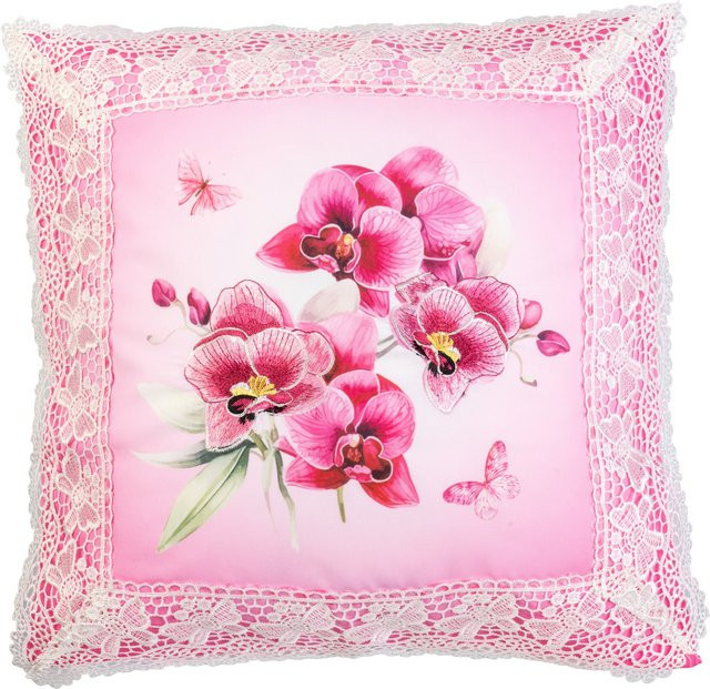 Kissenhülle Orchidee von Viva Domo, floral, mehrfarbig Pink, B/H: 40 x 40 cm - Bild 1