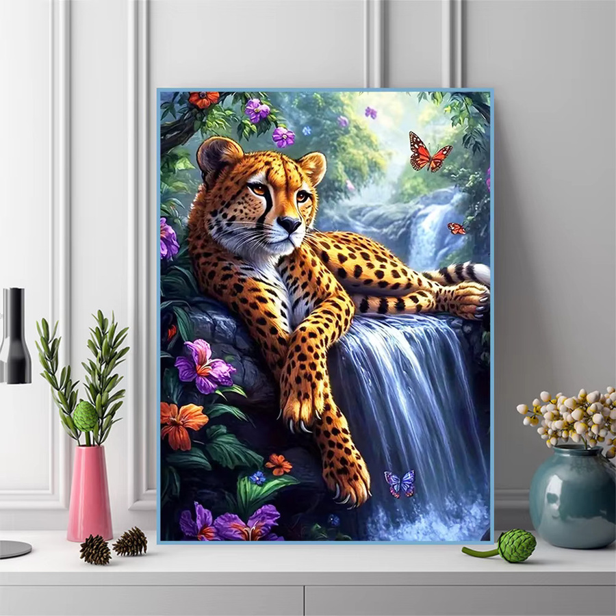 Momoart DIY Diamantmalerei Leopard Motiv mit bunten Acryl-Strasssteinen für Kinder - Bild 3