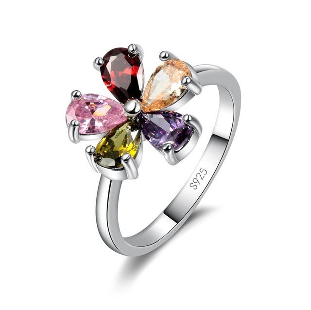 YAAMELI Ring 925 Sterlingsilber, bunter Kristall, Damen - Bild 1