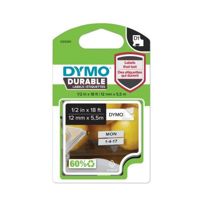 DYMO D1 Hochleistungs-Schriftband aus Vinyl, Farbe: Weiß, Schriftfarbe: Schwarz, Breite: 12 mm, Länge: 5,5 m - Bild 4