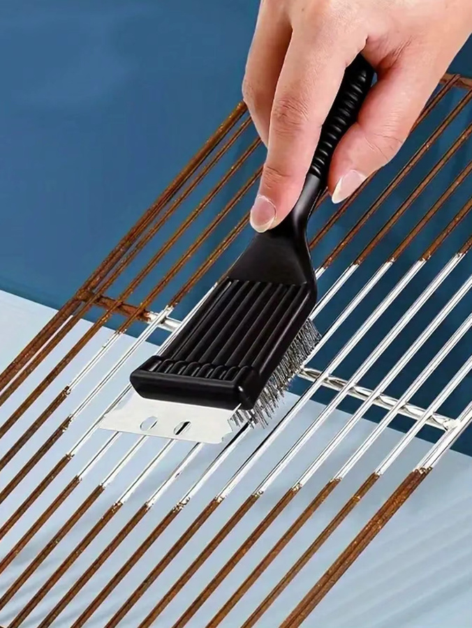 Reinigungsbürste aus schwarzem Edelstahl für Grillgitter und Haushalt - Bild 6
