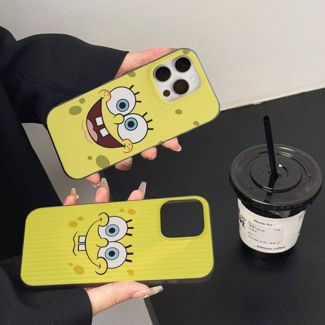 SpongeBob SquarePants Handyhülle für iPhone 11 bis 17 Pro Max Plus in Gelb mit Wellpappe Rückseite - Bild 1