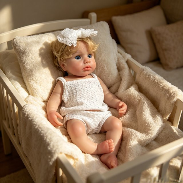 Saskia Reborn-Babypuppe, schlafend, aus Silikon, 13 Zoll - Bild 1