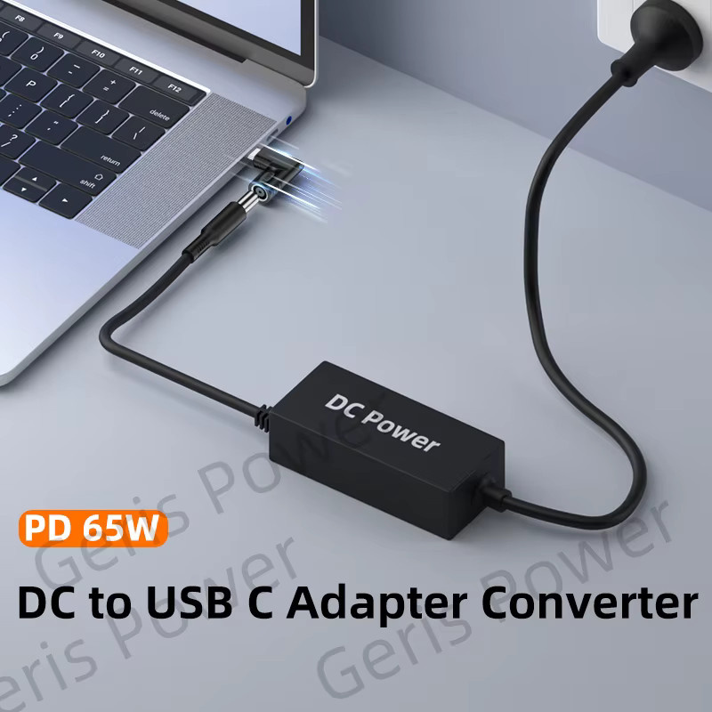 Geris Power USB Typ C auf DC 7,4 x 5,0 mm Netzteil-Konverter 65 W in Schwarz für HP, Dell, MacBook, Huawei, Lenovo, Xiaomi und Samsung - Bild 2