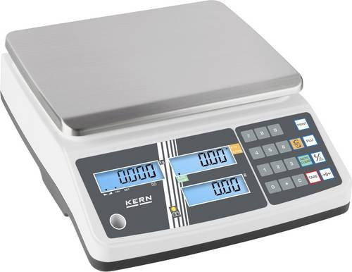 Kern Preisrechnende Waage RPB 3K3DM in Silber, Wägebereich max. 3kg, Ablesbarkeit 0,5g/1g, mit Steckernetzteil - Bild 1