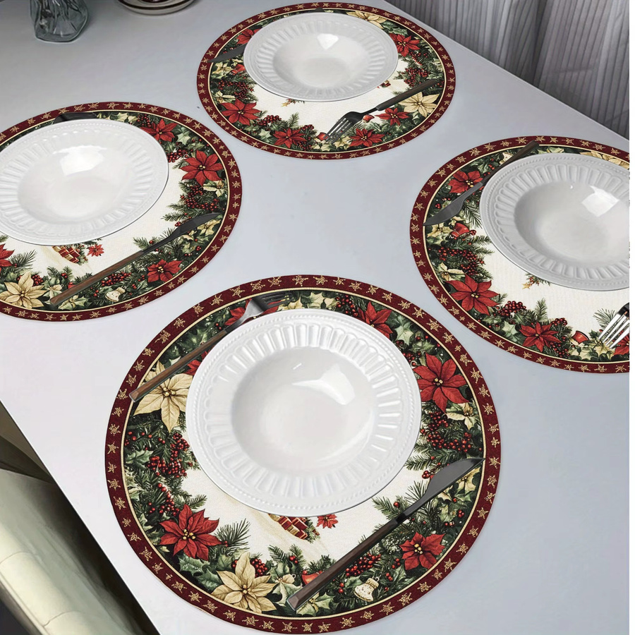 VIKAMA 4-teiliges Weihnachts-Tischset mit Weihnachtsbaum und Weihnachtsstern in Multicolor - Bild 4