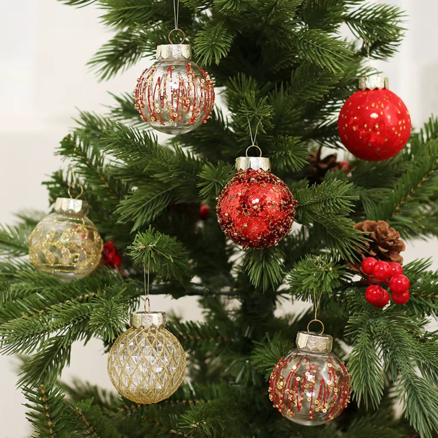 YUZI Weihnachtsbaum Anhänger Set aus PET, 25 Stück runde Weihnachtskugeln, Durchmesser: 6 cm - Bild 3