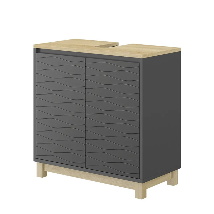 Vicco Waschbeckenunterschrank Livia in Anthrazit mit 2 Türen, B/T/H: 60 x 60 x 30 cm - Bild 2
