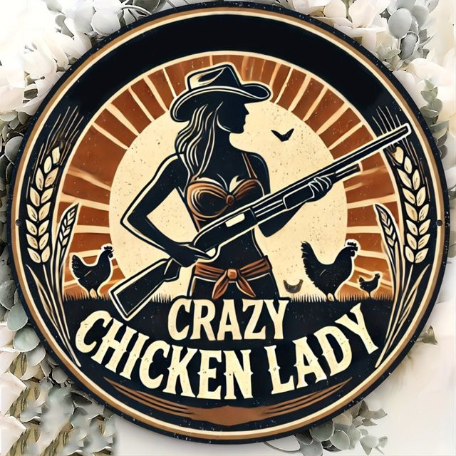 CIFBUY Chicken Mom Aluminium-Wandschild, rundes Metallblech-Deko mit Cowboyhut-Design, Bauernhaus-Dekor in Mehrfarbig - Bild 1