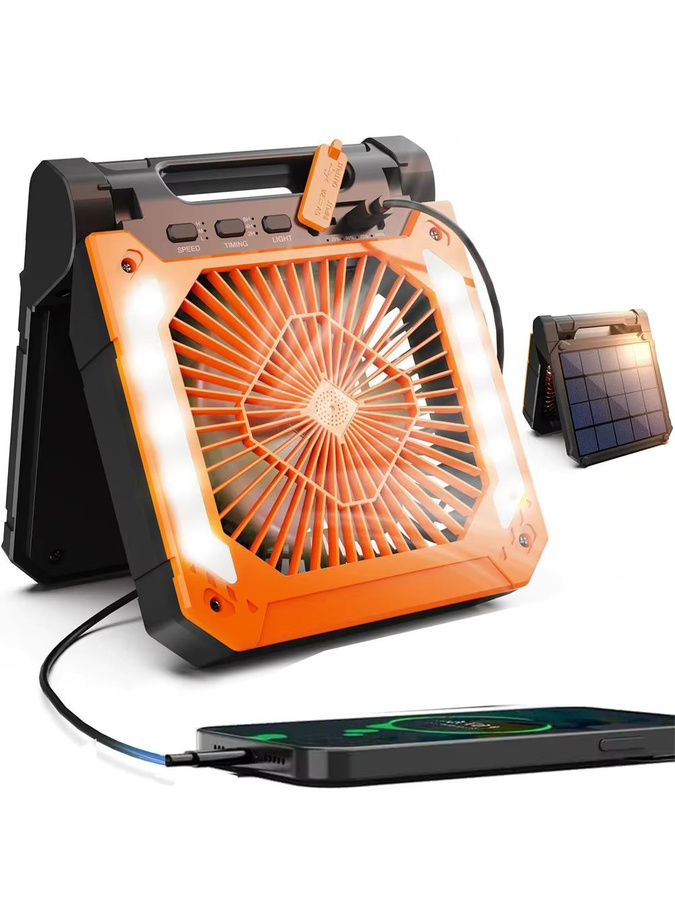 WAAJEA Tragbarer Solar-Campingventilator mit Licht und Powerbank, Wiederaufladbar, Weiß - Bild 6