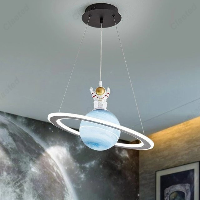 Claeted Glas-Planeten-Pendelleuchte mit RGB-Farbwechsel, moderne Hängelampe für Wohnzimmer, Schlafzimmer, Küche und Kinderzimmer, E27, Multicolor, Höhe: 120 cm, Durchmesser: 45 cm - Bild 1