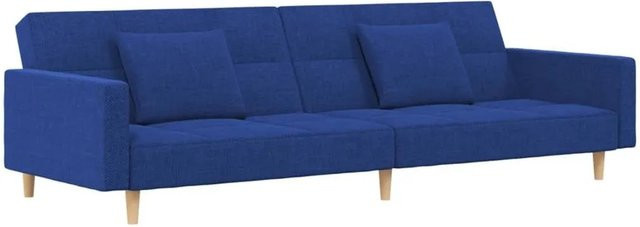 vidaXL Schlafsofa 2-Sitzer Click-Clack in Blau mit 2 Kissen aus Stoff und Massivholzrahmen - Bild 1