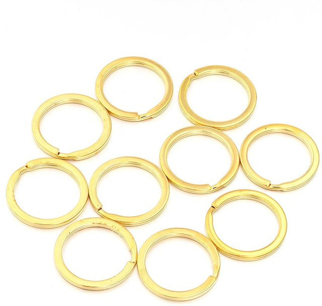 Schlüsselringe Metall, rund, flach, gold, 28 mm - Bild 1