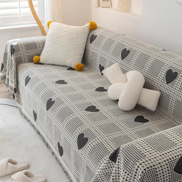 Super Six Sofatuchbezug aus Jacquard-Polyester in Beige, B x T: 180 x 130 cm - Bild 1