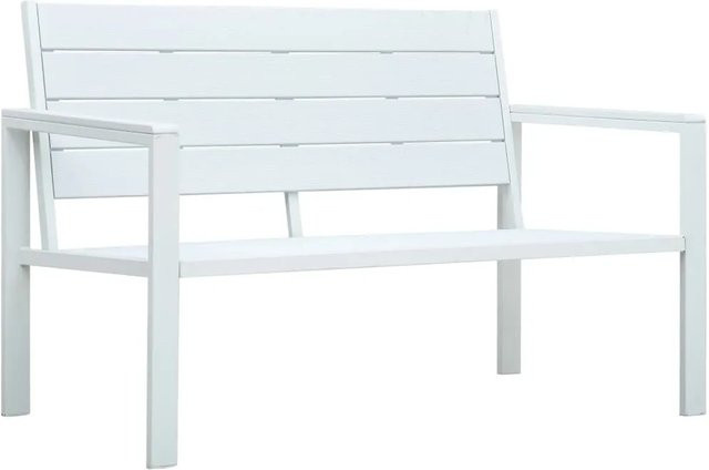 Gartenbank furnicato aus HDPE in Weiß mit Holz-Optik, B/T/H: 120 x 64 x 78 cm - Bild 1