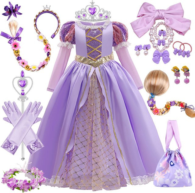ollobebe Rapunzel Kleid Prinzessin Kostüm Set, Disney, 2-10 Jahre - Bild 1