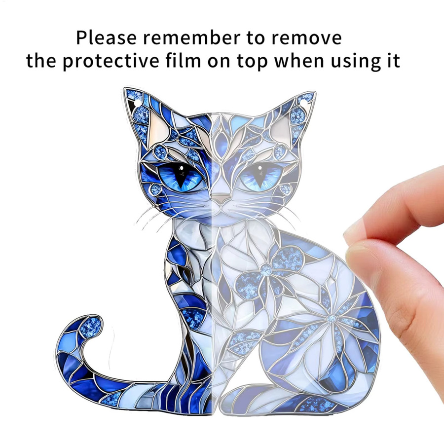 Katzen-Sonnenfänger zum Aufhängen aus Acryl in Blau und Weiß, Durchmesser: 20,3 cm - Bild 2