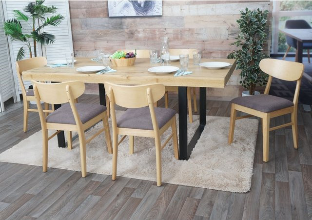 6er-Set Esszimmerstühle MCW-M59 aus Massiv-Holz und Stoff in Beige - Bild 1