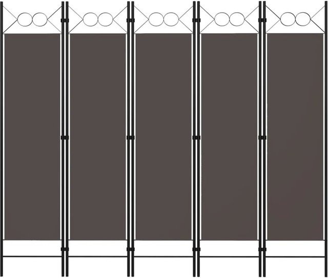 vidaXL 5-teiliger Raumteiler Anthrazit mit Kreisdesign aus Polyester und Eisen, B: 200 cm, H: 180 cm - Bild 1