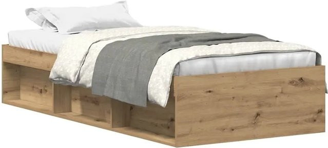 vidaXL Bettgestell Artisan-Eiche in Braun aus Holzwerkstoff und Kiefernholz, B/T/H: 90 x 200 x 35 cm - Bild 1