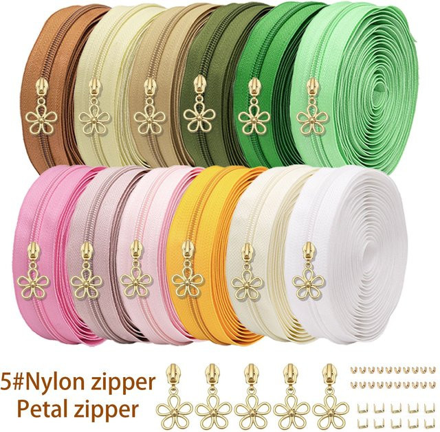 Changsons Nylon-Reißverschluss Größe 5 mit 5 blütenblattförmigen Griffen in Multicolour für DIY-Projekte und zum Nähen - Bild 1