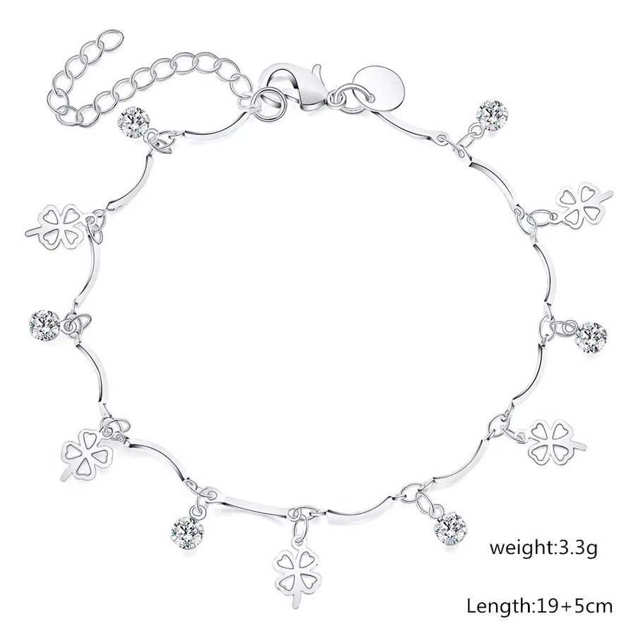 URMYLADY Armband, 925 Silber, Glücksklee Blatt, Zirkonia, Damen - Bild 2